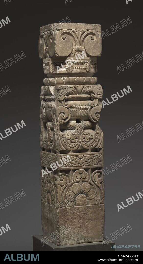 Monolithic Pillar, 600s-700s. Northern India, Mathura, early medieval period, 7th-8th century. Red sandstone; overall: 109.9 x 25.4 cm (43 1/4 x 10 in.).