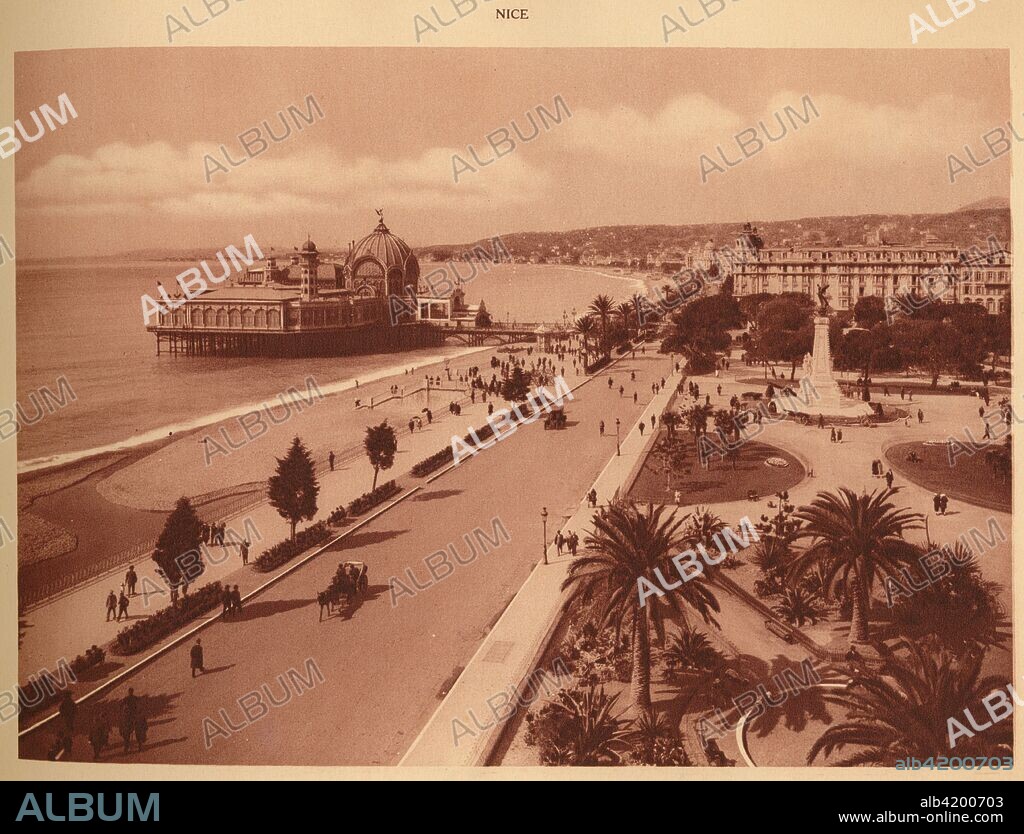'The Gardens and the Jetty Palace, Nice', 1930. Palais de la Jetee -the palace of the pier, Belle Epoque. From "La Cote d'Azur de Marseille a Menton". [Levy & Neurdein, Paris, 1930].
