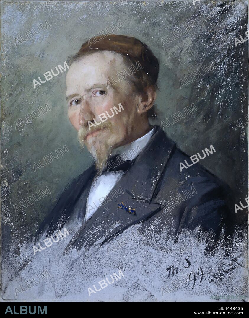 Paul Joseph Constantin Gabriel (1828-1903). Painter, Portrait of the painter Paul Joseph Constantin Gabriel (1828-1903). Bust to the left, looking at the viewer, portrait, self-portrait of artist, Paul Joseph Constantin Gabriel, Thérèse Schwartze (signed by artist), 1899, paper, h 56 cm × w 46 cm.