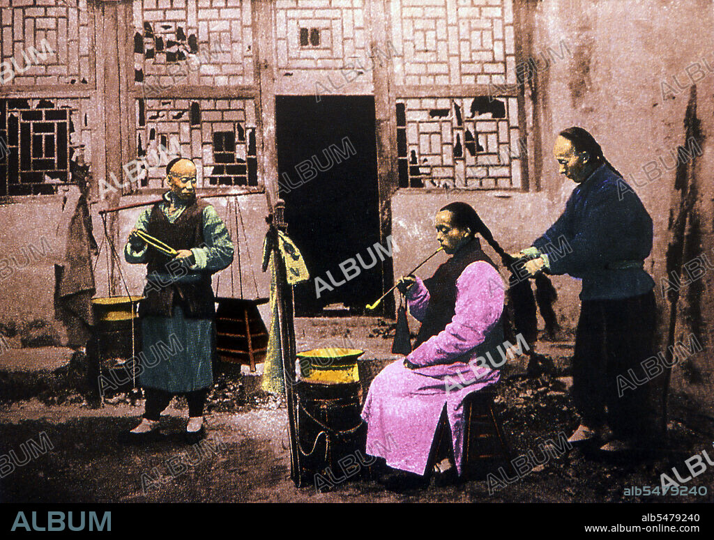 The queue (Chinese: Biànzi) was a male hairstyle worn by the Manchus from central Manchuria and later imposed on the Han Chinese during the Qing dynasty. The hairstyle consisted of the hair on the front of the head being shaved off above the temples every ten days and the rest of the hair braided into a long ponytail. The hairstyle was compulsory for all males and the penalty for not having it was execution as it was considered treason. In the early 1910s, after the fall of the Qing dynasty, the Chinese no longer had to wear the queue. The last Emperor of China, Puyi, cut off his queue in 1922.