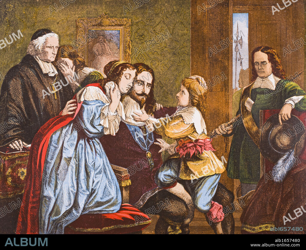 King Charles I of England 1600-1649 taking leave of his children before his execution From Old England's Worthies by Lord Brougham and others published London circa 1880's.
