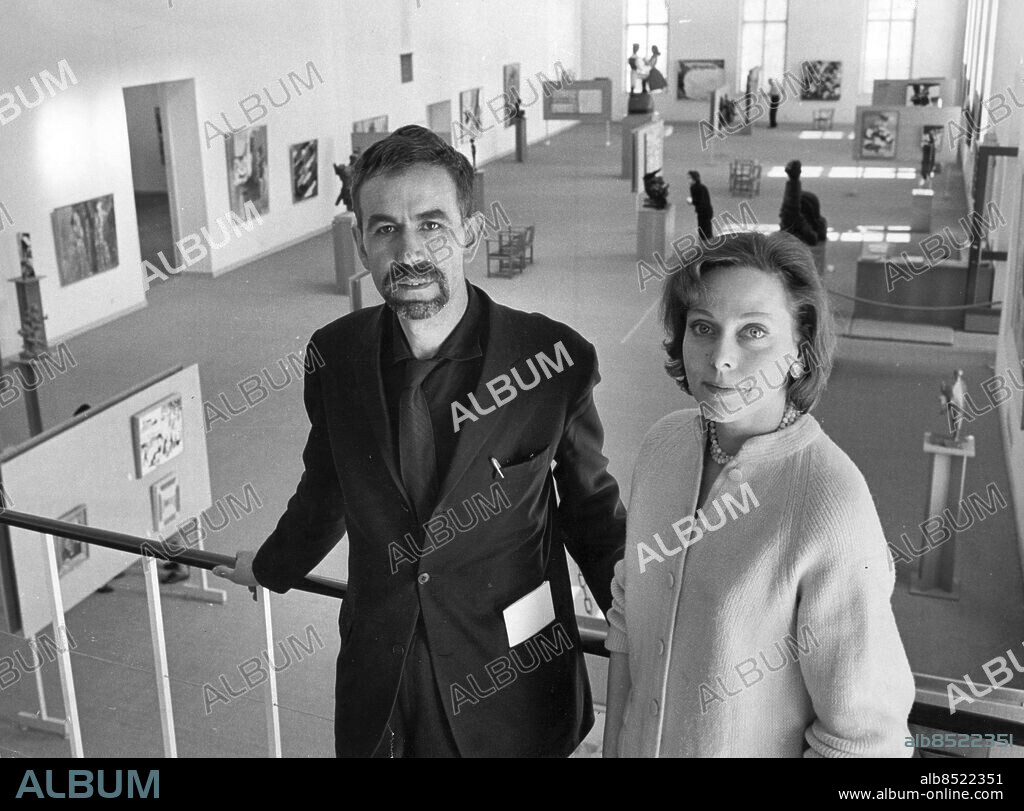 Stockholm 1963-05-07. Moderna museet. Carlo Derkert och Karin Bergqvist-Lindegren.. Foto: Ronny Karlsson / DN / TT / Kod: 151. ** SvD OUT **.