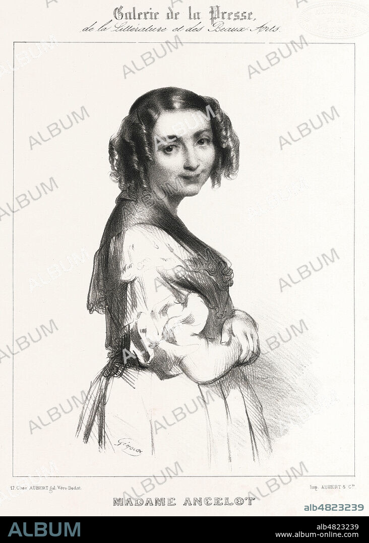 Madame Virginie ANCELOT (1792-1875). Illustration de 1839 par Jean GIGOUX (1806-1894) pour Galerie de la Presse. Credit : Collection Jonas/Kharbine-Tapabor.