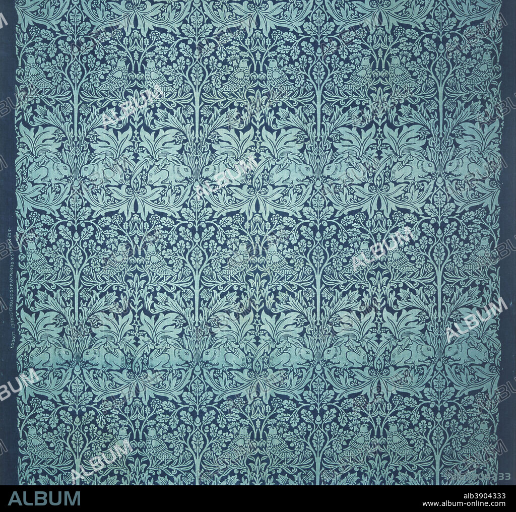 DESIGNED BY WILLIAM MORRIS. Printed Textile: Brer Rabbit. Date/Period: Registered May 20, 1882. Textiles. Indigo discharge-and block-print on cotton plain weave Indigo discharge-and block-print on cotton plain weave. Height: 332.99 mm (13.10 in); Width: 876.05 mm (34.49 in).