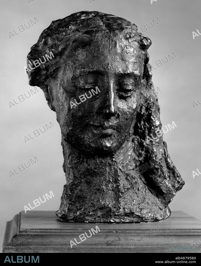 Jean-Baptiste Carpeaux, French, 18271875, Head of the Virgin, 1864, Bronze, 13 1/2 x 10 1/4 x 10 5/8 in. (34.3 x 26.1 x 27 cm).