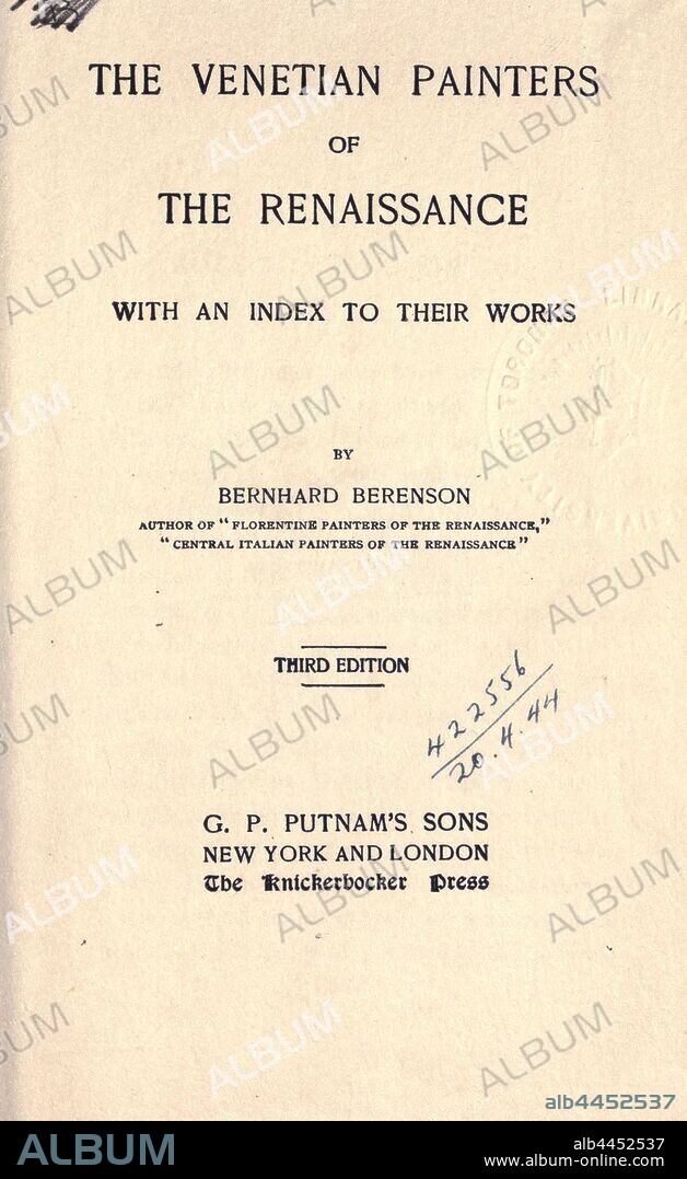 The Venetian painters of the renaissance, with an index to their works : Berenson, Bernard, 1865-1959.