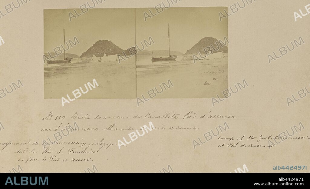 Vista do morro do Cavallette Pão d'Assuca rio São Francisco olhando se rio a cima, Marc Ferrez (Brazilian, 1843 - 1923), Brazil, 1870s, Albumen silver print, 8 × 16.2 cm (3 1/8 × 6 3/8 in.).
