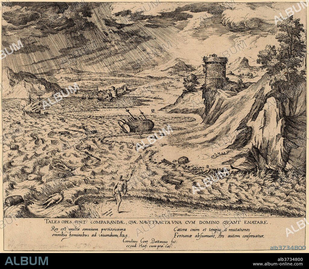 CORNELIS CORT. The Shipwreck. Dated: probably 1553. Medium: etching and engraving.