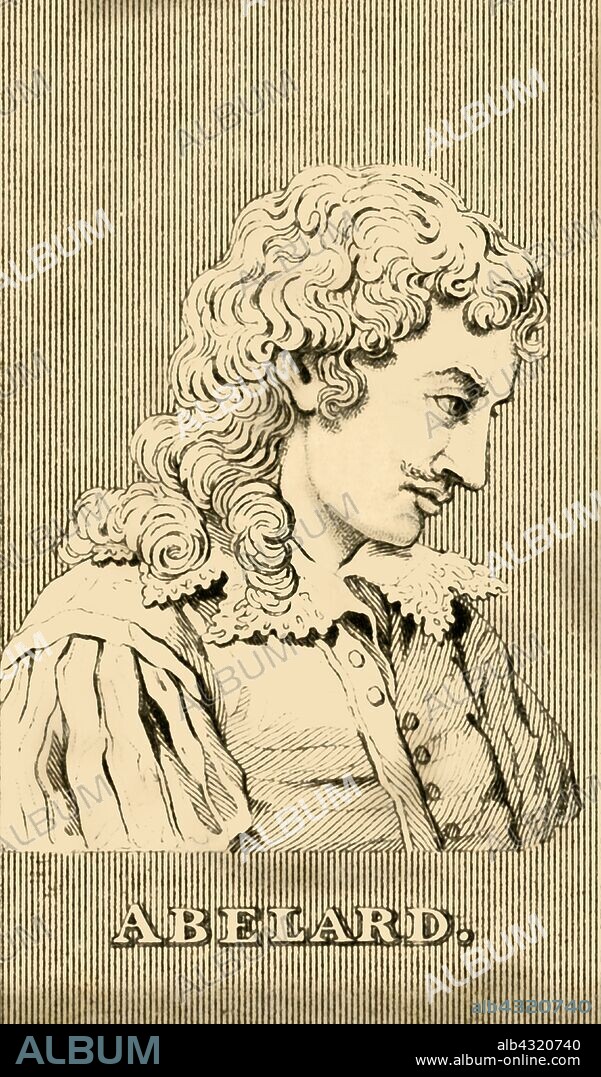 'Abelard', (1079-1142), 1830. Peter Abelard (1079-1142) medieval French philosopher, theologian, and logician noted for his affair with Heloise d'Argenteuil. From "Biographical Illustrations", by Alfred Howard. [Thomas Tegg, R. Griffin and Co., J. Cumming, London, Glasgow and Dublin, 1830].