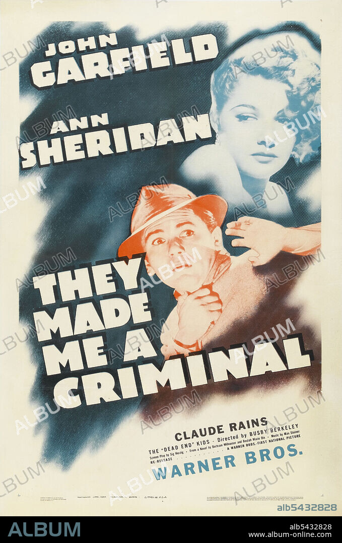 ANN SHERIDAN y JOHN GARFIELD en ME CONVIRTIERON EN UN CRIMINAL, 1939 (THEY MADE ME A CRIMINAL), dirigida por BUSBY BERKELEY. Copyright WARNER BROTHERS.