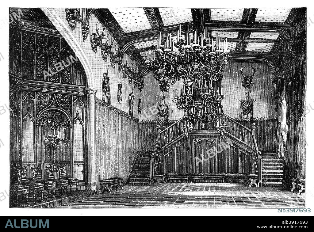 The Ballroom, Balmoral Castle, Scotland. Illustration from The Life & Times of Queen Victoria, by Robert Wilson, Vol III.