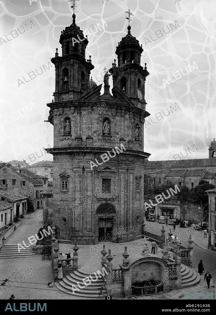 ANTONIO SOUTO ARQUITECTO SIGLO XVIII. IGLESIA DE LA PEREGRINA - SIGLO XVIII - BARROCO CLASICISTA - FOTOGRAFIA EN BLANCO Y NEGRO - AÑOS 50.