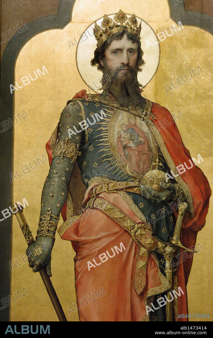 LADISLAO I DE HUNGRIA o SAN LADISLAO (LASZLO) (1040-1095). Rey de Hungría entre 1077-1095. Retrato por Ignác ROSKOVICS (1854-1916). Galería Nacional Húngara. Budapest. Hungría.