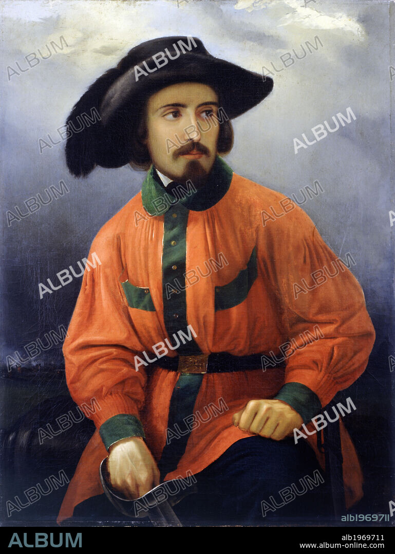 Portrait of Antonio Solari a Garibaldi follower, by Giacomo Ulisse Borzino (1820-1906). Italian Unification (Risorgimento), Italy, 19th century.