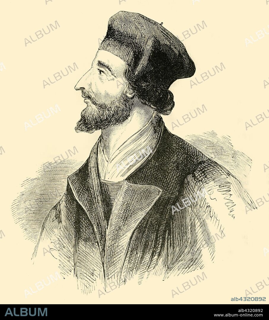 'John Huss', (c1369-1415), 1890. Jan Hus (c1369-1415) Czech theologian, philosopher, predecessor to Protestantism and figure of the Bohemian Reformation. From "Cassell's Illustrated Universal History, Vol. III - The Middle Ages", by Edmund Ollier. [Cassell and Company, Limited, London, Paris and Melbourne, 1890. ].