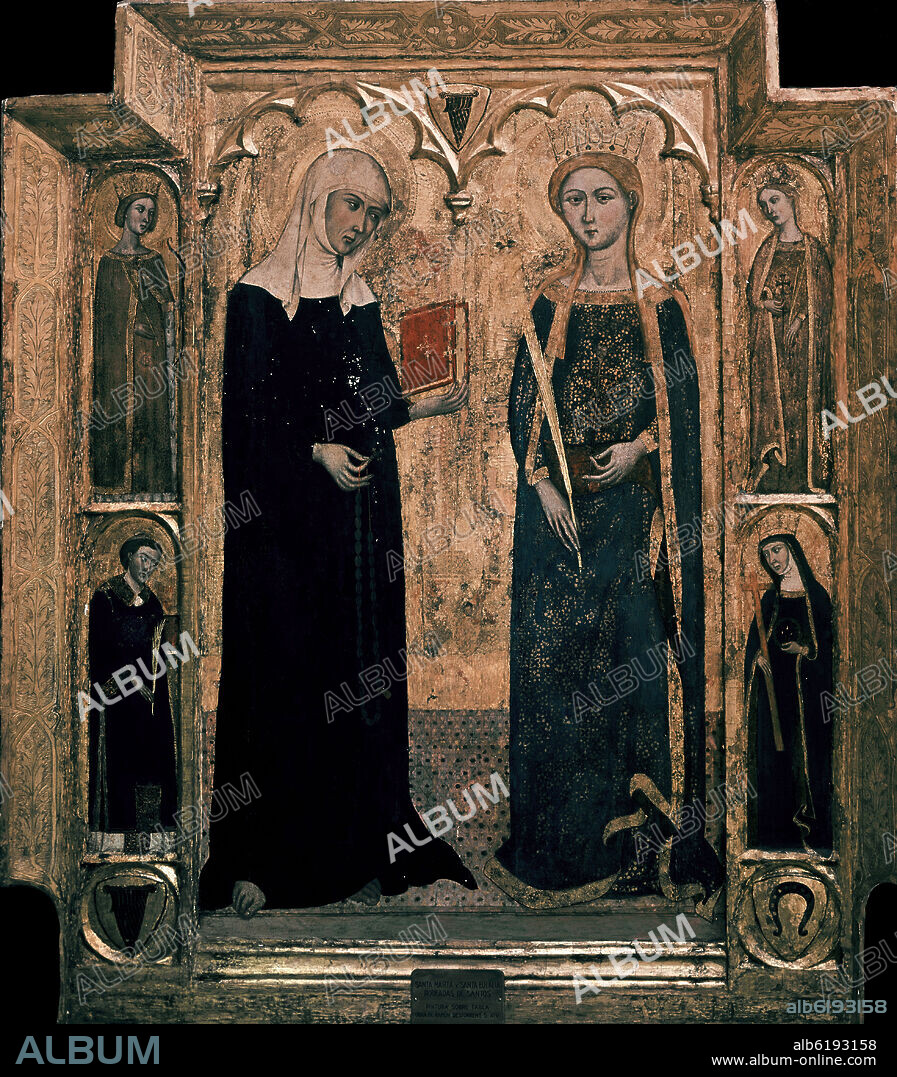 RAMON DESTORRENTS. MARTA Y SANTA EULALIA CON ANGELES - SIGLO XIV.