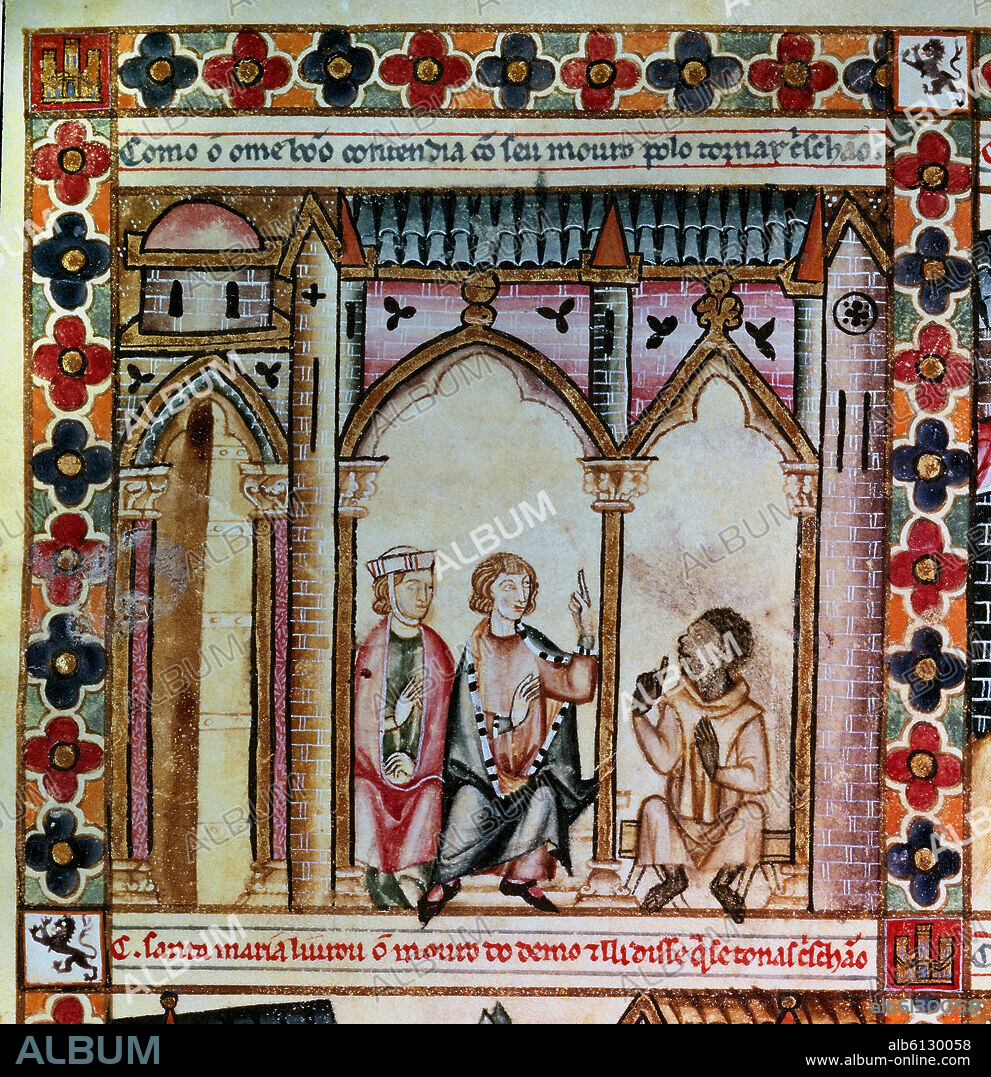 Illustration from Cantigas de Santa Maria manuscript. The Cantigas