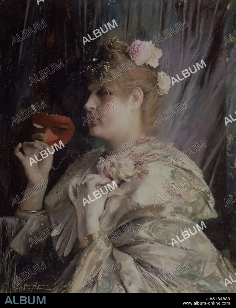JOSE GARCIA RAMOS (1852-1912). DAMA DEL ANTIFAZ - SIGLO XIX - COSTUMBRISMO ESPAÑOL.