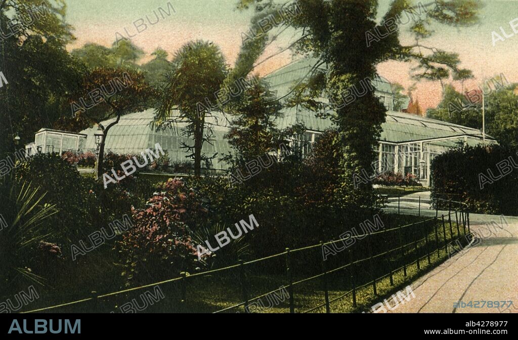 'The Winter Gardens, Bournemouth', 1905. View of the glass theatre built in 1875, in Bournemouth, Dorset. Postcard. [J. E. Beale, Bournemouth].