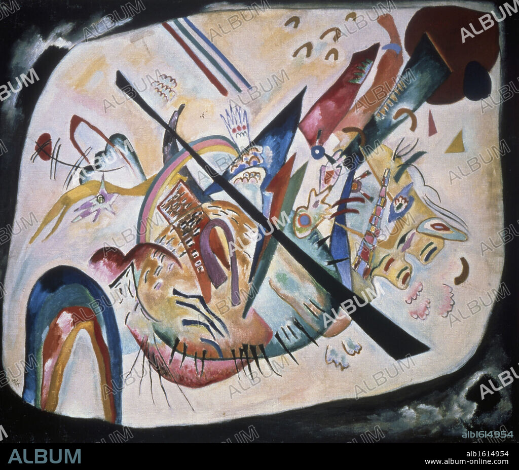WASSILY KANDINSKY. White Oval by Vasily Kandinsky, 1919, 1866-1944, Russia, Moscow, Tretyakov Gallery.