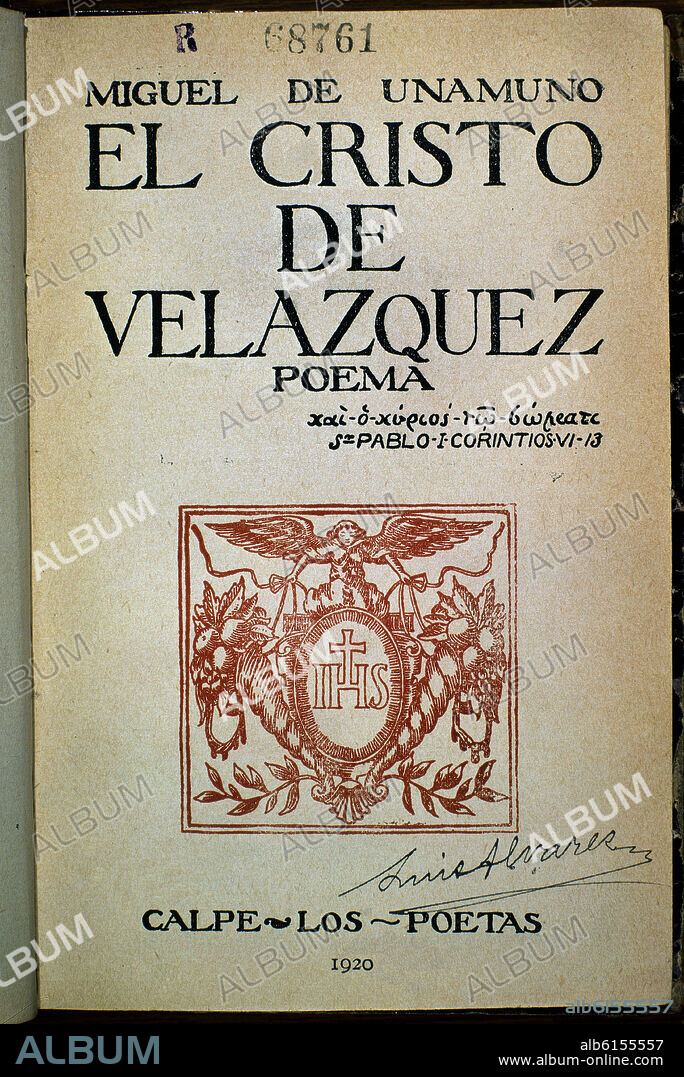 MIGUEL DE UNAMUNO (1864-1936). EL CRISTO DE VELAZQUEZ 1920 1/83830.