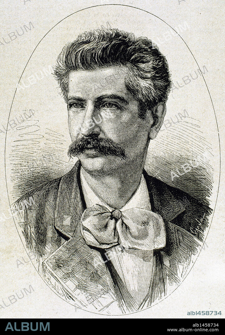 FERNANDEZ GRILO, Antonio (1845-1906). Poeta español, miembro de la Real Academia Española. Grabado por Capuz.