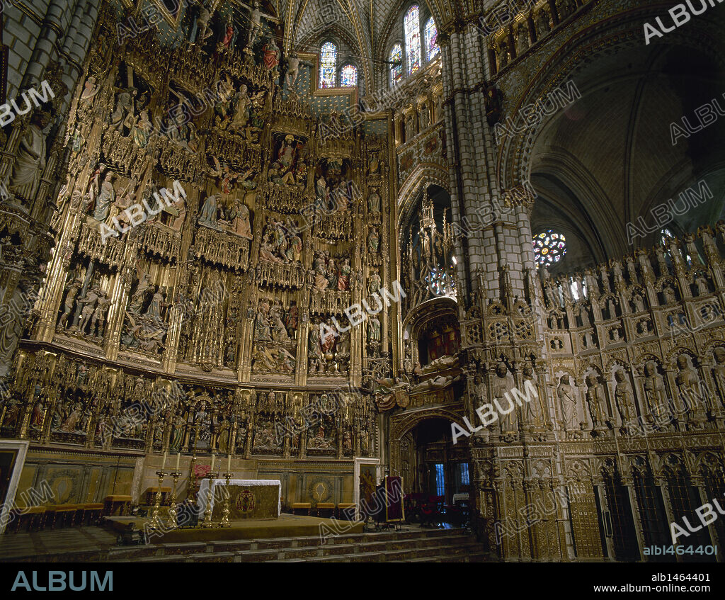 ARTE RENACIMIENTO. ESPAÑA. S. XVI. ENRIQUE EGAS (m. 1534). Escultor y arquitecto de origen flamenco que trabajó en España. RETABLO ALTAR MAYOR CATEDRAL DE TOLEDO. Representa la vida de Cristo. Madera policromada. También participaron Pedro Gumiel, Copin de Holanda, Sebastián de Almonacid y Felipe Bigarny. Toledo. Castilla-La Mancha.