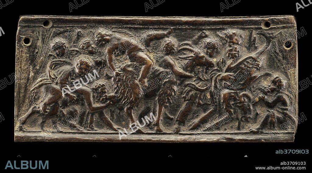 ANDREA BRIOSCO, CALLED RICCIO. Bacchanalian Scene. Dated: c. 1530. Dimensions: overall: 4.7 x 10.4 cm (1 13/16 x 4 1/16 in.) gross weight: 123 gr. Medium: bronze.