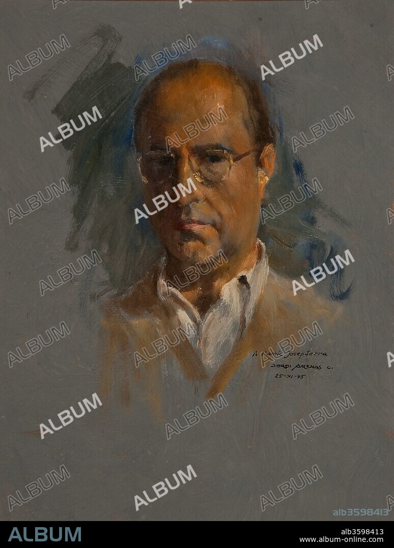 JORDI ARENAS I CLAVELL. Jordi Arenas / "Portrait of Josep Serra", 1995, Painting (oil on panel), 24 x 29 cm.