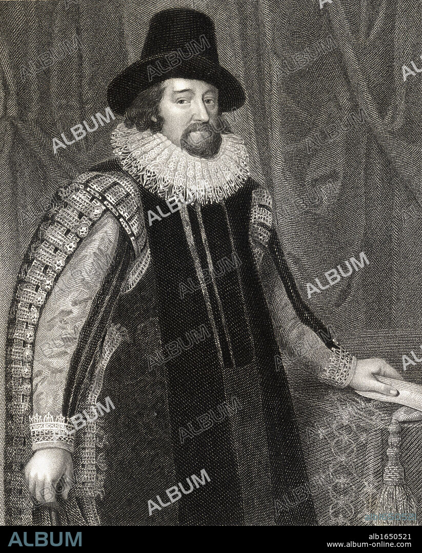 Francis Bacon Viscount St. Alban, 1561-1626. English lawyer,statesman and philosopher. From the book 'Lodge's British Portraits' published London 1823.