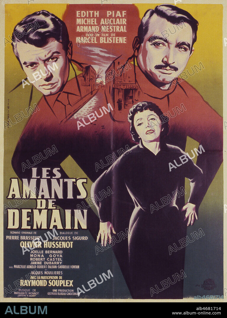 'Les amants de demain' Affiche du film illustree par Jean MASCII (1926-2003) realise en 1958 par Marcel BLISTENE (1911-1991) avec Edith PIAF (1915-1963), Michel AUCLAIR (1922-1988), Armand MESTRAL (1917-2000). ADAGP. Credit : Coll. Perron/KHARBINE-TAPABOR.
