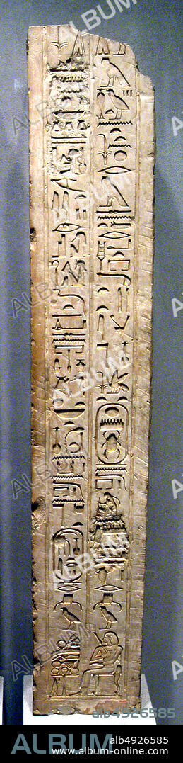 Door Jamb of Rau, New Kingdom, Dynasty 18, reign of Thutmose III, ca. 14791425 B.C., From Egypt, Upper Egypt, Thebes; Said to be from Dra Abu el-Naga, Limestone, H. 145 cm (57 1/16 in.); w. 23.5 cm (9 1/4 in.).