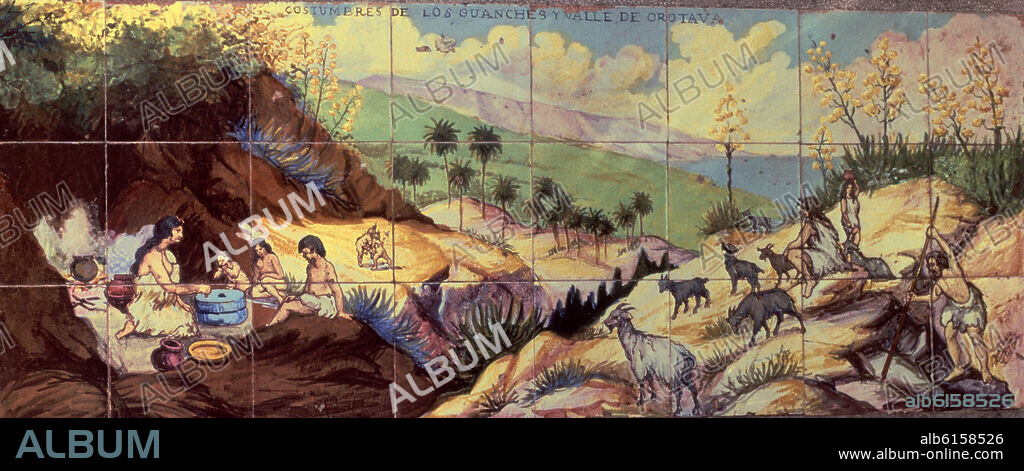MOSAICO-COSTUMBRES DE LOS GUANCHES Y VALLE DE LA OROTAVA.