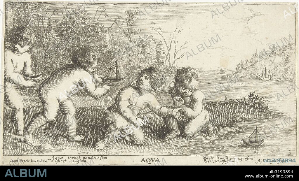 Children playing with boats, Joseph Antoine Cochet, Johannes Popels c. 1645 - c. 1670.