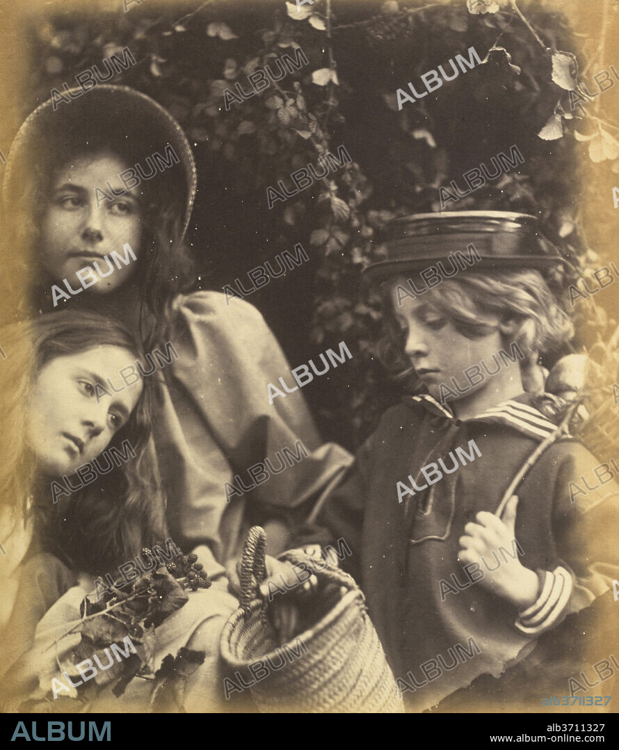 JULIA MARGARET CAMERON. Elizabeth Keown, Kate Keown, and Freddy Gould. Dated: c. 1866-1868. Dimensions: image: 32.1 x 28 cm (12 5/8 x 11 in.)  mount: 46.2 x 36.5 cm (18 3/16 x 14 3/8 in.). Medium: albumen print from a wet collodion negative.