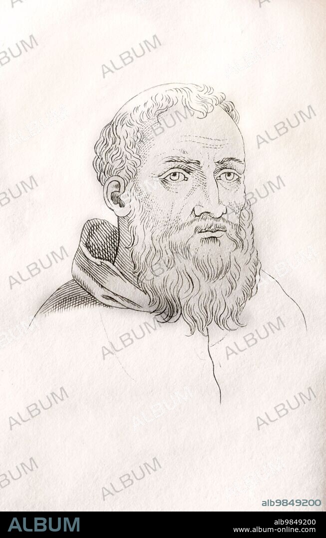 Giovanni Angelo Montorsoli, 1507 - 1563, aka Giovanni Agnolo Montorsoli. Florentine sculptor and Servite friar. From Le Vite de' piÃƒÂ¹ eccellenti pittori, scultori, e architettori or Lives of the Most Excellent Painters, Sculptors, and Architects by Vasari, published 1829.