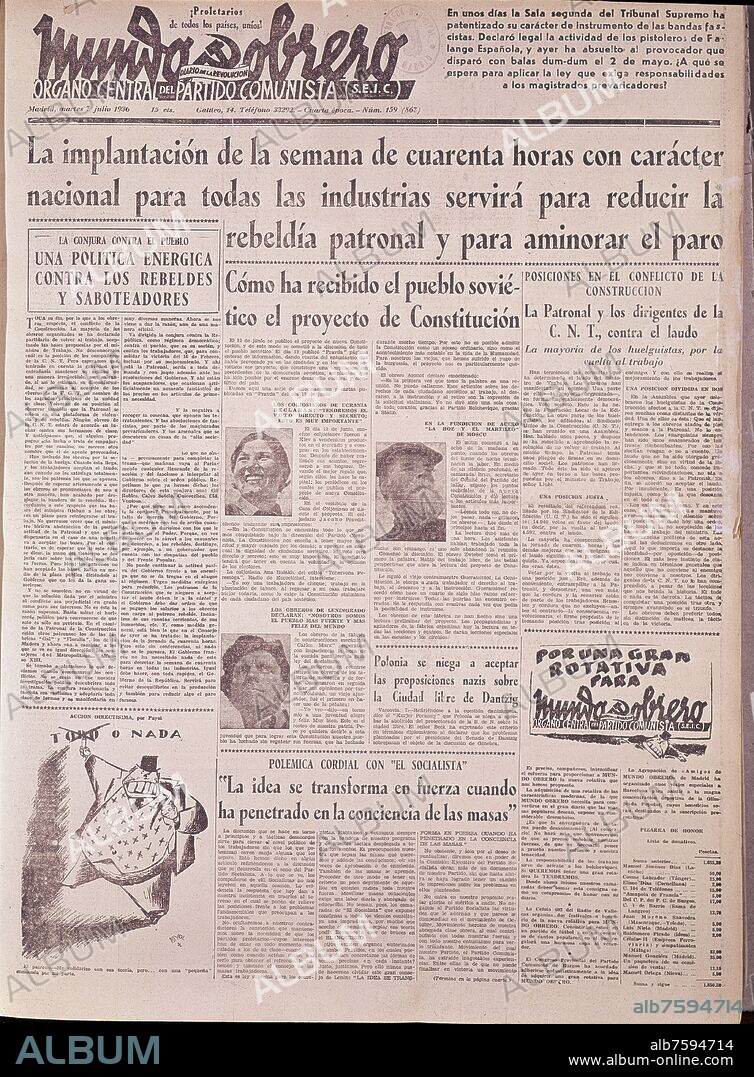 PERIODICO MUNDO OBRERO - 1936.