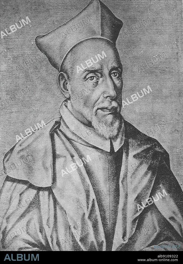 Francisco Guerrero de Burgos (1528-1599), compositor español. 
Retrato tomado de Francisco Pacheco, (1564-1644) del libro descripción de verdaderos retratos, ilustres y memorables varones, Real Academia de la Historia (Madrid), 1599.