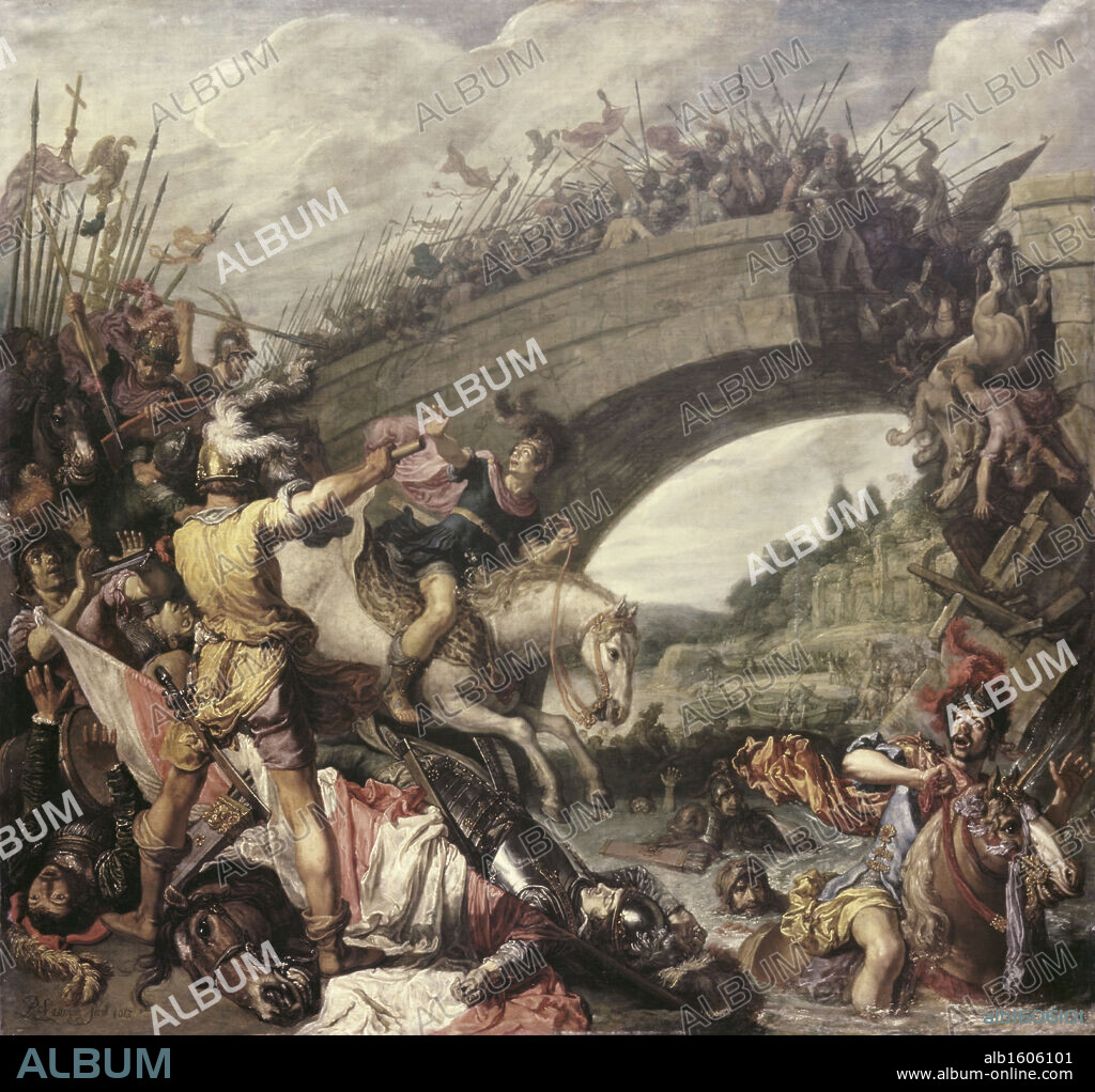 Battle at the Mulvian Bridge - 312 A.D.  Pieter Lastman (1583-1633 Dutch)  Mumicipal Art Collection, Augsburg, Germany.