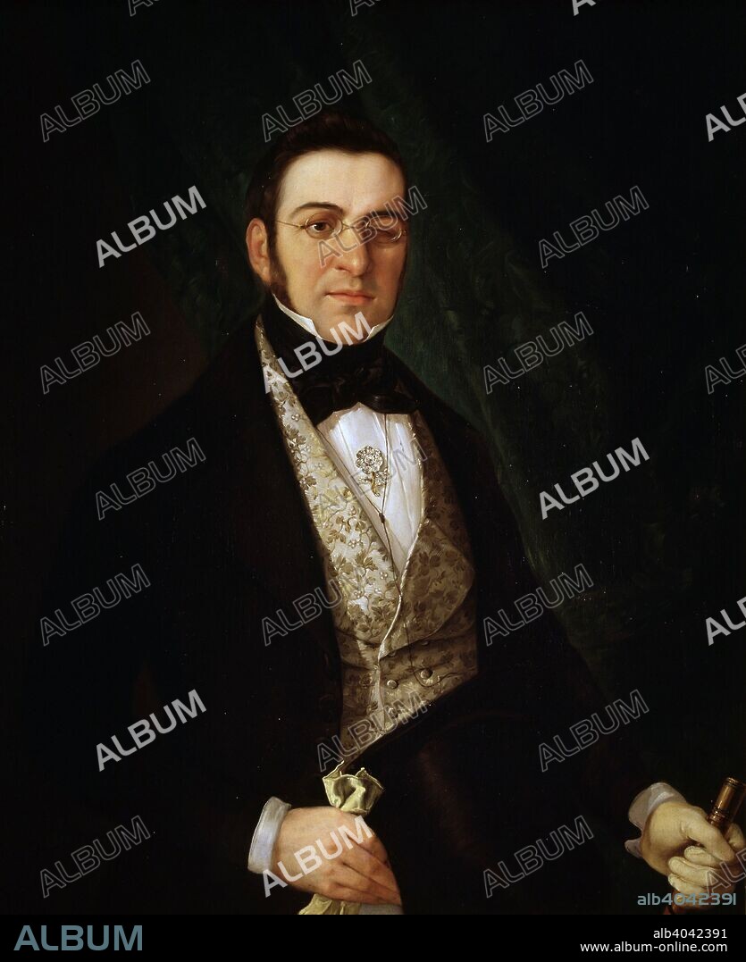 ANTONIO GÓMEZ CROS (1809-1863). BRETON DE LOS HERREROS , MANUEL ESCRITOR ESPAÑOL.QUEL ( LA RIOJA ) . 1798 - 1873 OLEO DE ANTONIO GOMEZ CROS , 1872 MUSEO ROMANTICO , MADRID .