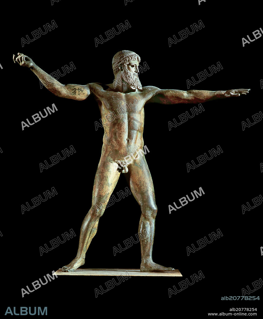 DIOS DEL CABO ARTEMISIO (SE DISCUTE SI ES POSEIDON O ZEUS) - ANTES CONOCIDO COMO POSEIDON DE ARTEMISION - BRONCE - 460-450 AC - ESTILO SEVERO.