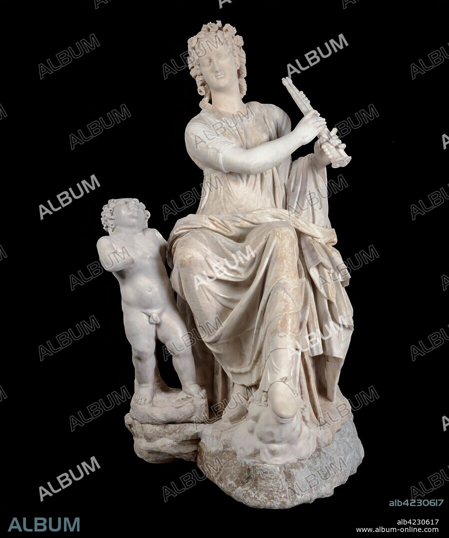 ANÓNIMO. Anónimo / 'La Musa Euterpe'. 130 - 150. Mármol blanco, 148 x 81 cm.