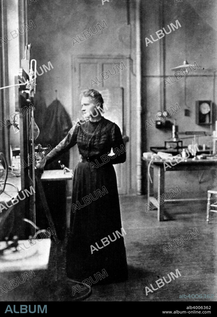 Marie Curie, Polish-born French physicist in her laboratory, 1912. The previous year, Curie (1867-1934) was awarded her second Nobel prize (for chemistry). She won the Nobel prize for Physics in 1903 jointly with her husband, Pierre, and Henri Becquerel, for their work on radioactivity.