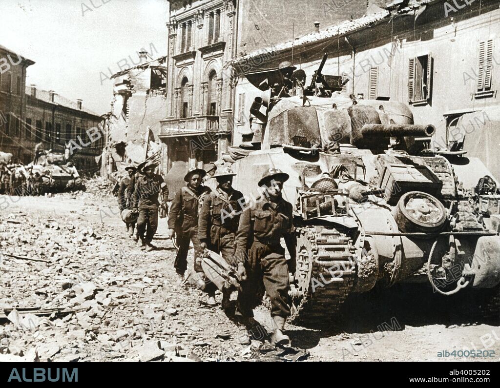 The British 8th Army in Italy, World War II, 1945. The 8th Army fought in North Africa from 1941 until Axis forces there surrendered in 1943. It then participated in the campaign to drive the Germans out of Italy.