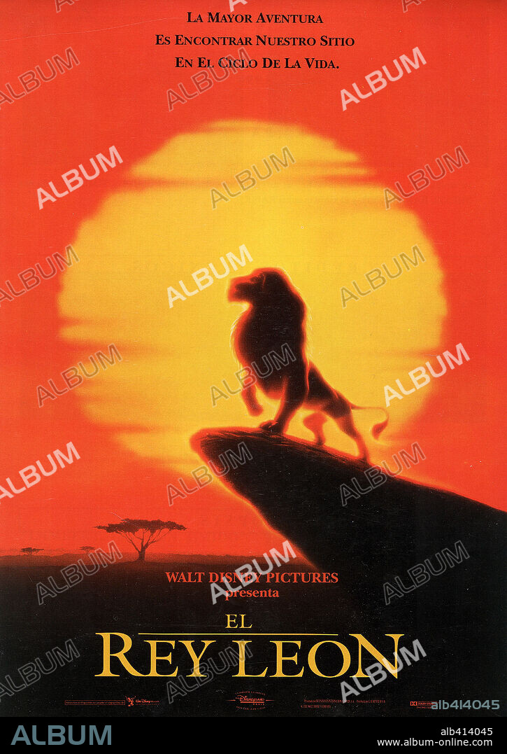 Poster de EL REY LEÓN, 1994 (THE LION KING), dirigida por ROB MINKOFF y ROGER ALLERS. Copyright WALT DISNEY PRODUCTIONS.