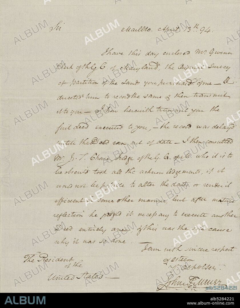 John F. Mercer to George Washington, text, Correspondence, 1794, Mercer, John Francis, 1759-1821.