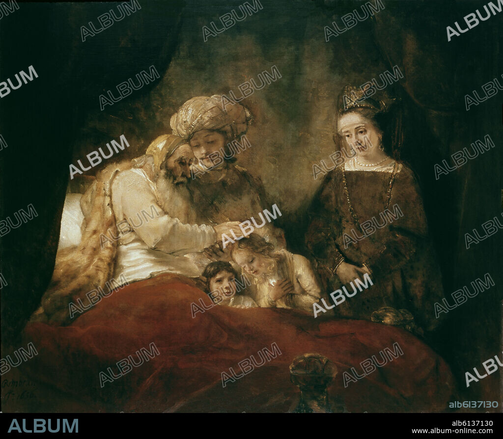 REMBRANDT HARMENSZOON VAN RIJN. Dutch school. Jacob Blessing the Children of Joseph. Kassel, Staatliche Museen.