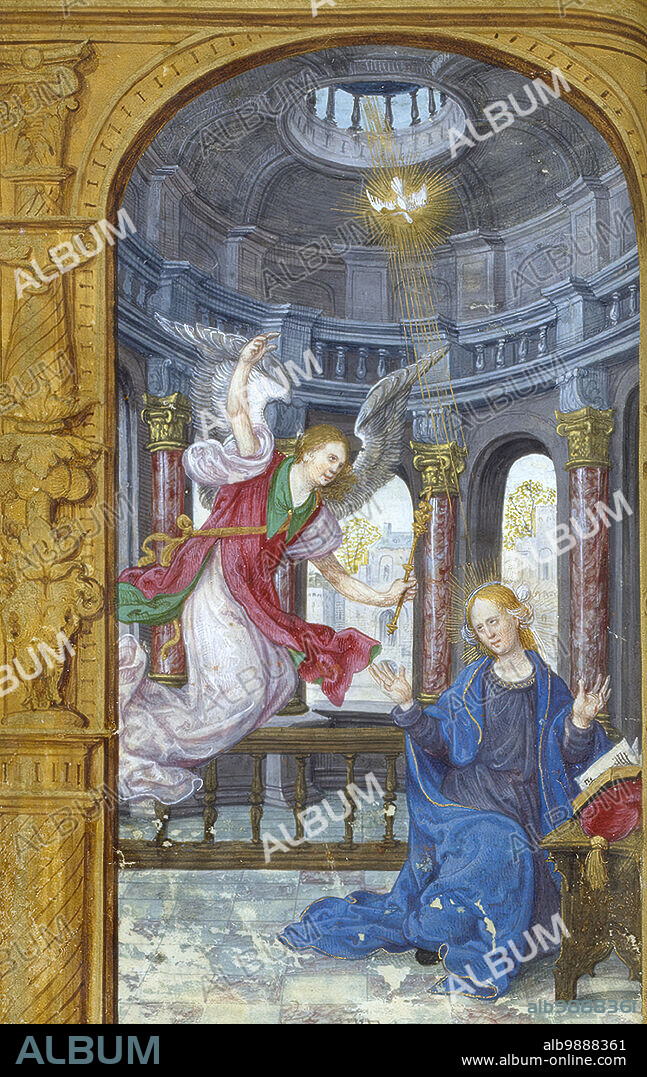 MASTER JEAN DE MAULEON. The Annunciation, c1524. Illustration from a Book of Hours.