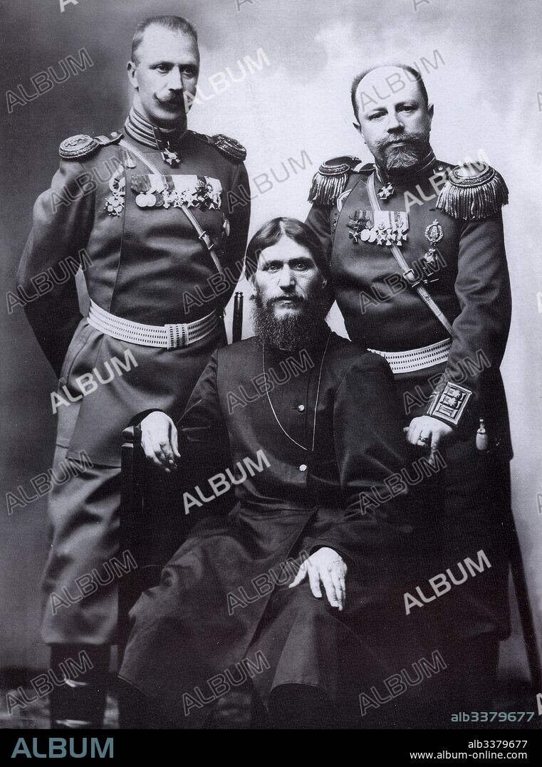 KARL KARLOVICH BULLA. Grigori Rasputin, General Count Mikhail Putyatin (right) and Colonel Dmitriy Lotman.