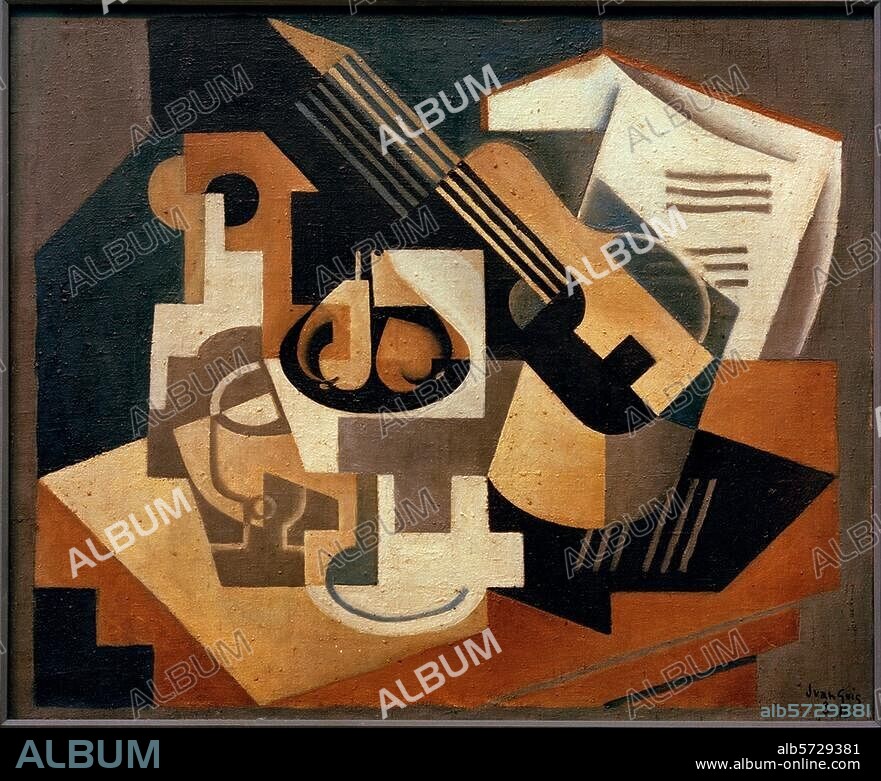 JUAN GRIS. Gris, Juan ; 1887-1927. - "Guitare et compotier (Guitare et compotier sur une table), août 1918. Huile sur toile, H. 0, 60 ; L. 0,73. Don de Raoul La Roche. Inv. n° 2296. Basel, Kunstmuseum.